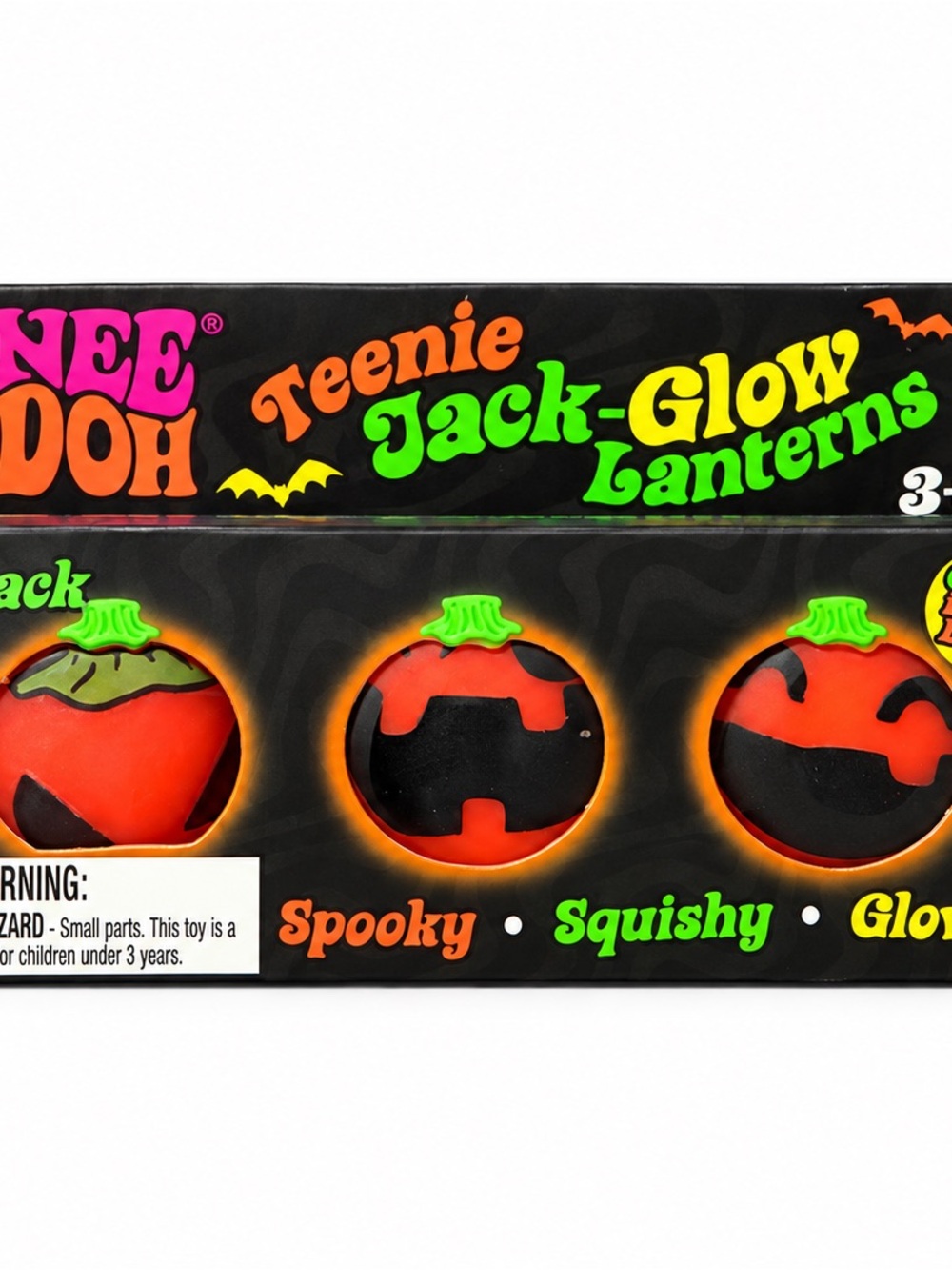 Needoh-Teenie Jack-Glow Lanterns Spooky Squishy Pumpkin Toy - Orange/Black